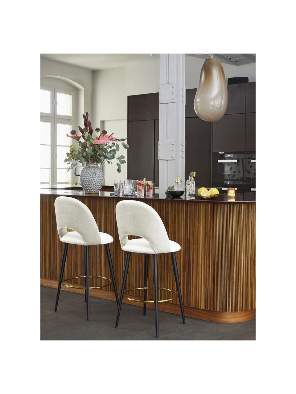 Sedia bar in velluto Rachel, Rivestimento: velluto (rivestimento in , Gambe: metallo verniciato a polv, Velluto bianco crema, Larg, 48 x Alt. 110 cm