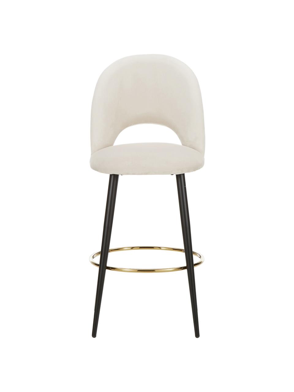 Taburete alto de terciopelo Rachel, Tapizado: terciopelo (poliéster) Al, Patas: metal con pintura en polv, Terciopelo blanco crema, An 48 x F 110 cm