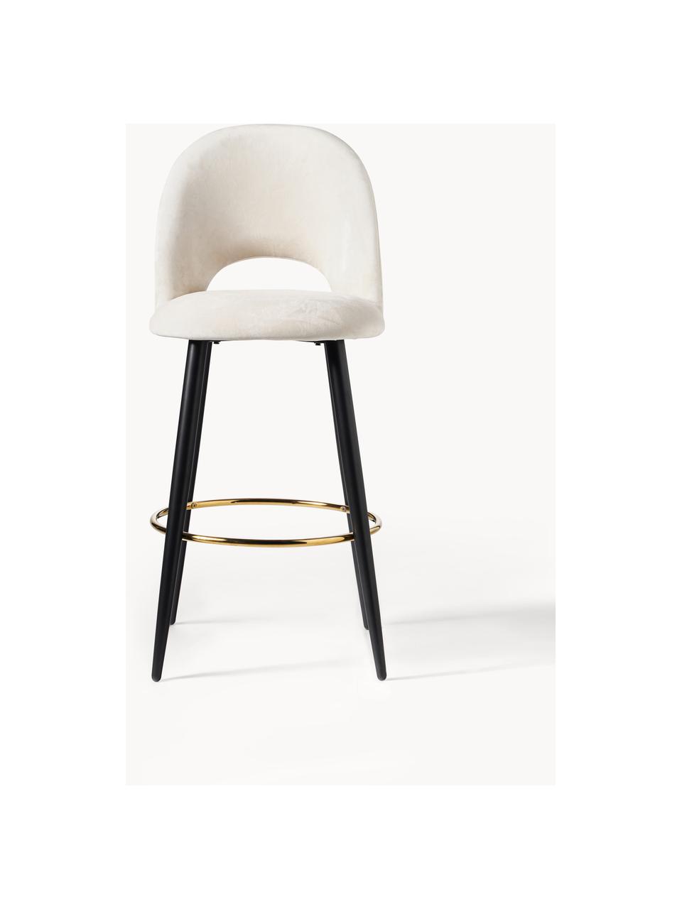 Sametová barová židle Rachel, Krémově bílá, Š 48 cm, V 110 cm