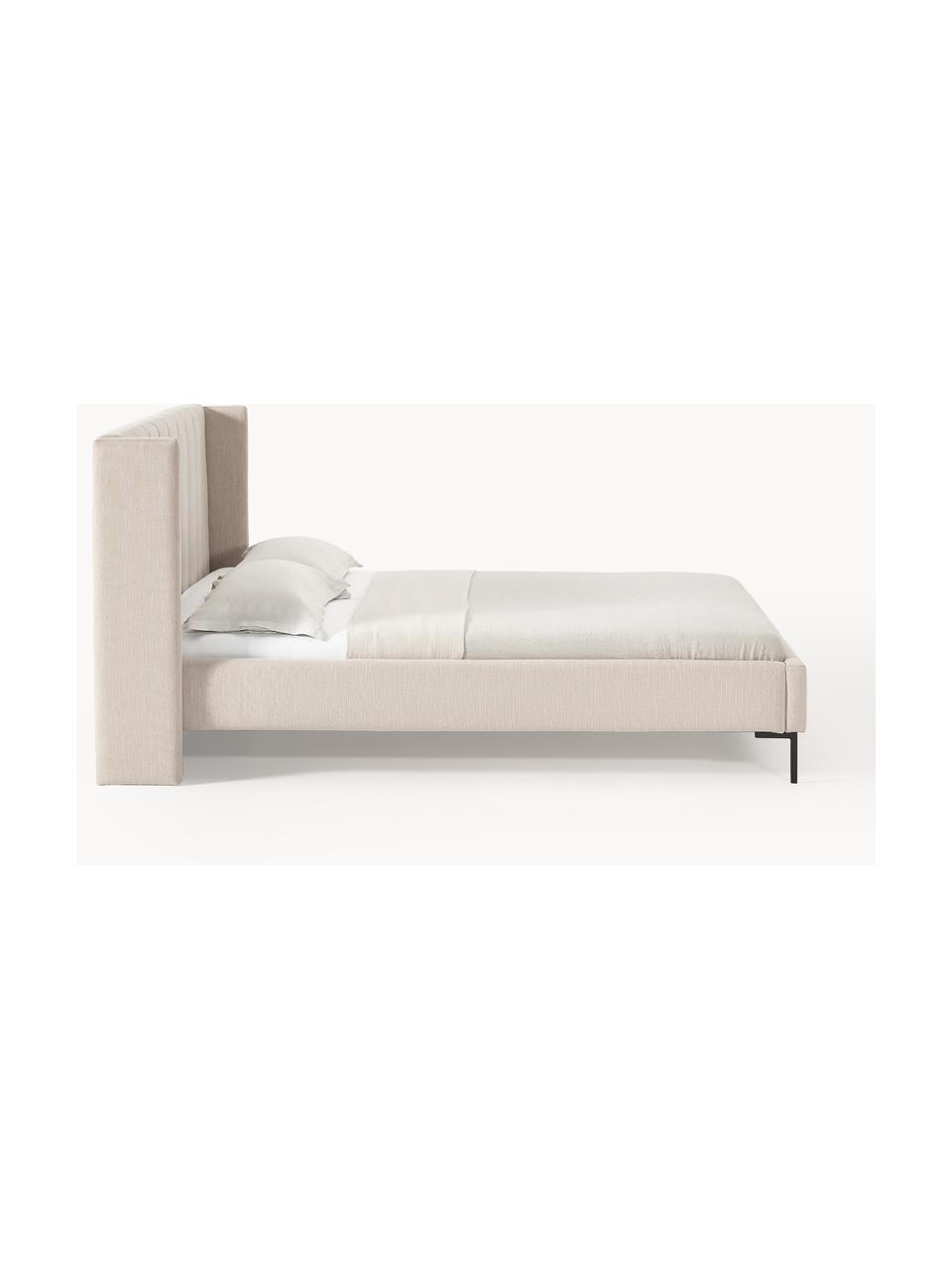 Cama tapizada Dusk, Tapizado: tejido finamente estructu, Estructura: madera de pino maciza con, Patas: metal con pintura en polv, Tejido beige oscuro, An 180 x L 200 cm