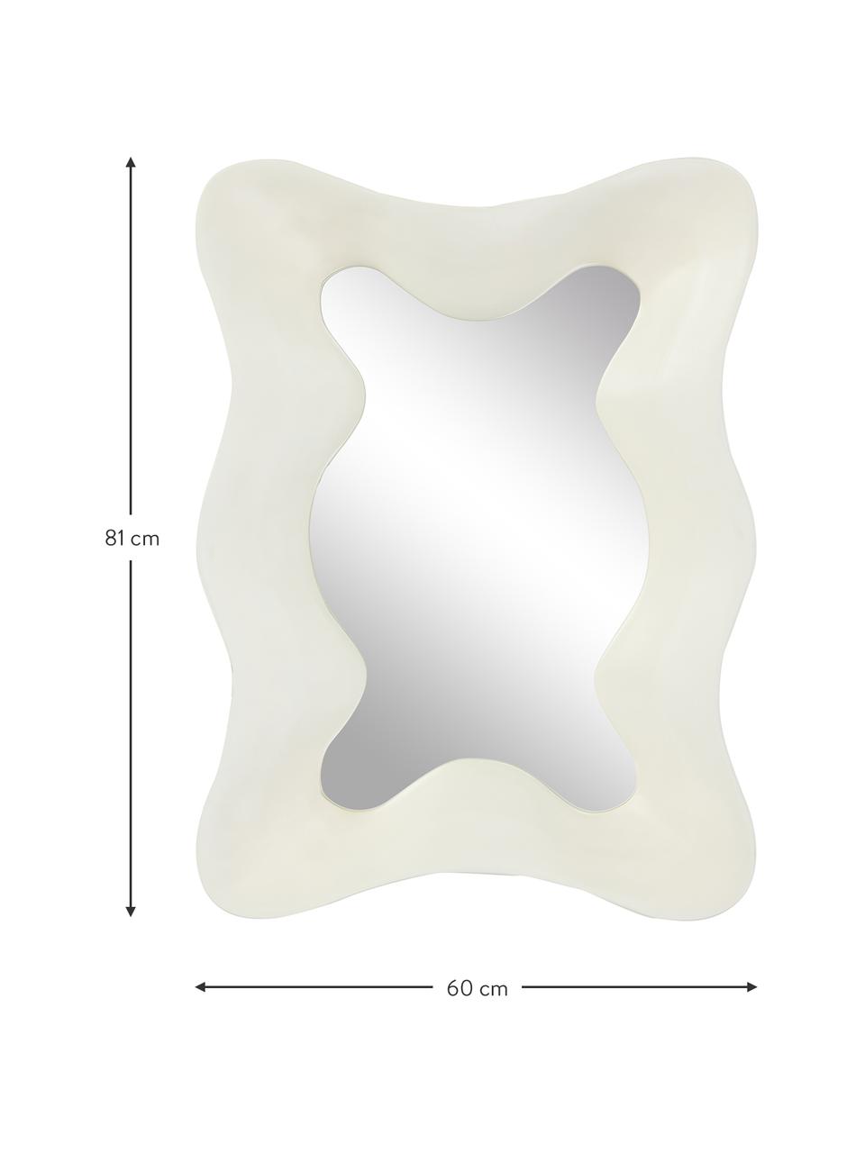 Specchio da parete con cornice ondulata bianca Riva, Cornice: Pannello di fibra a media, Bianco, Larg. 60 x Alt. 81 cm