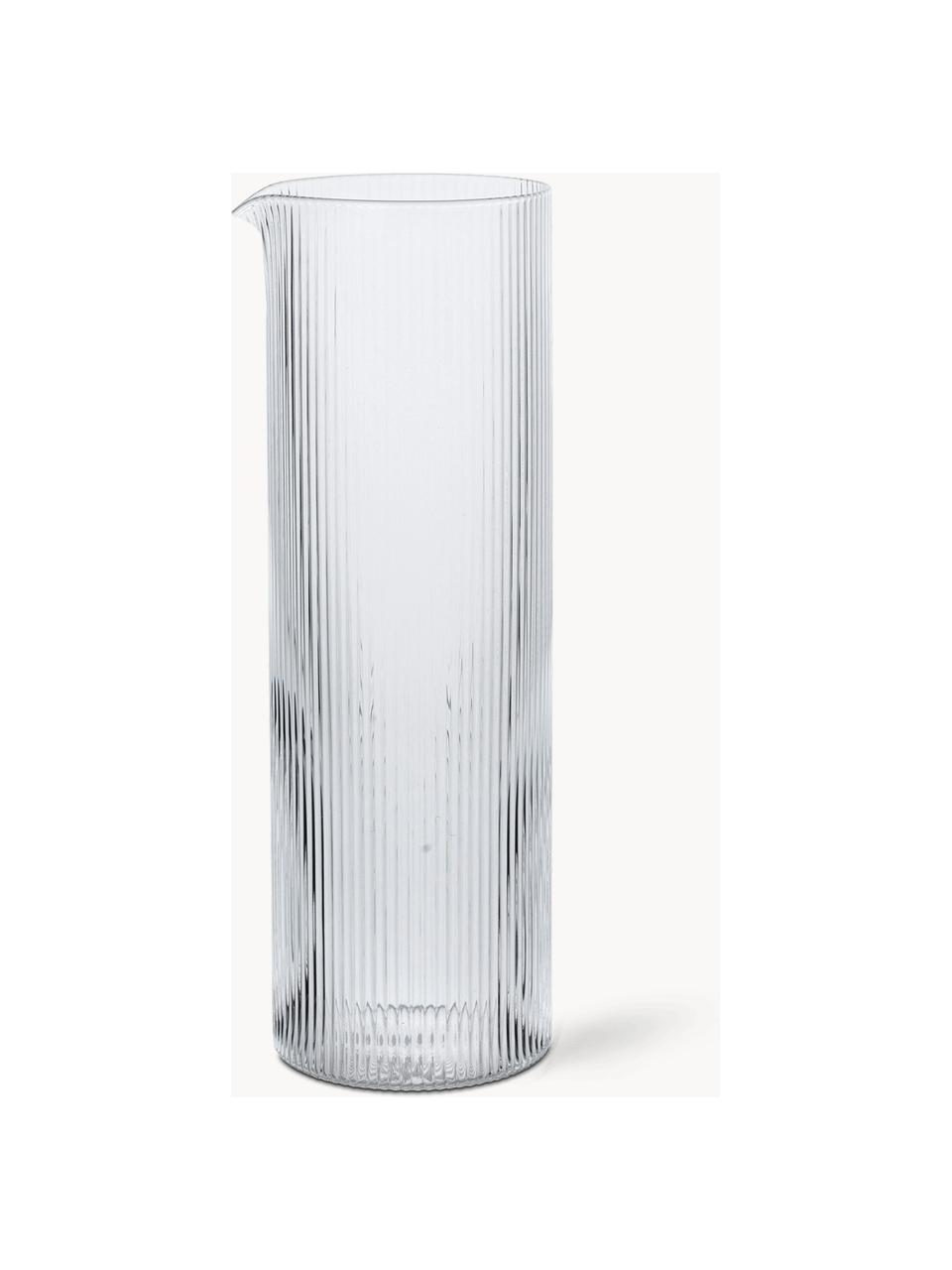 Mundgeblasene Karaffe Ripple mit Rillenrelief, 1.1 L, Glas, mundgeblasen, Transparent, glänzend, 1.1 L