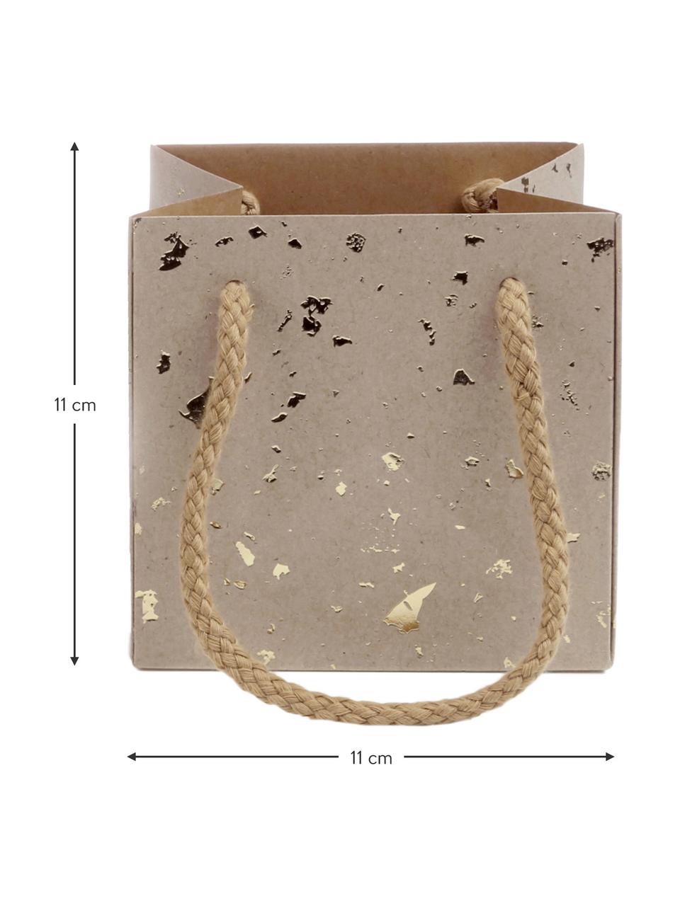 Torba na prezent Carat, 3 szt., Brązowy, odcienie złotego, S 11 x W 11 cm