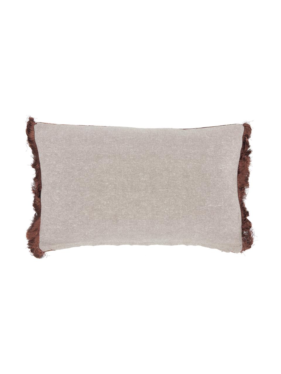 Poduszka z aksamitu z wypełnieniem Crushed, Tapicerka: 55% rayon, 45% bawełna, Brązowy, S 30 x D 50 cm