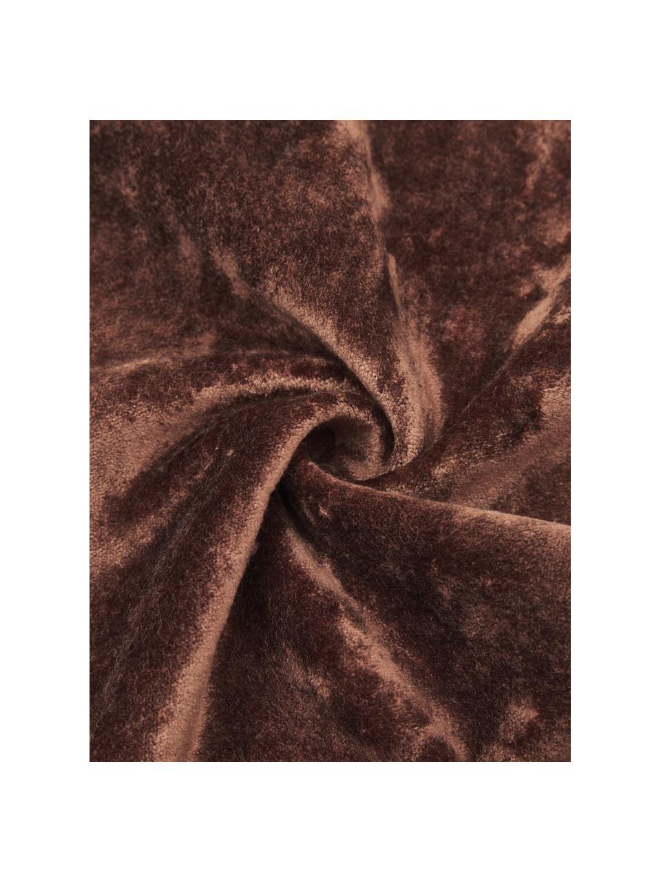 Cojín de terciopelo Crushed, con relleno, Funda: 55% rayón, 45% algodón, Marrón, An 30 x L 50 cm