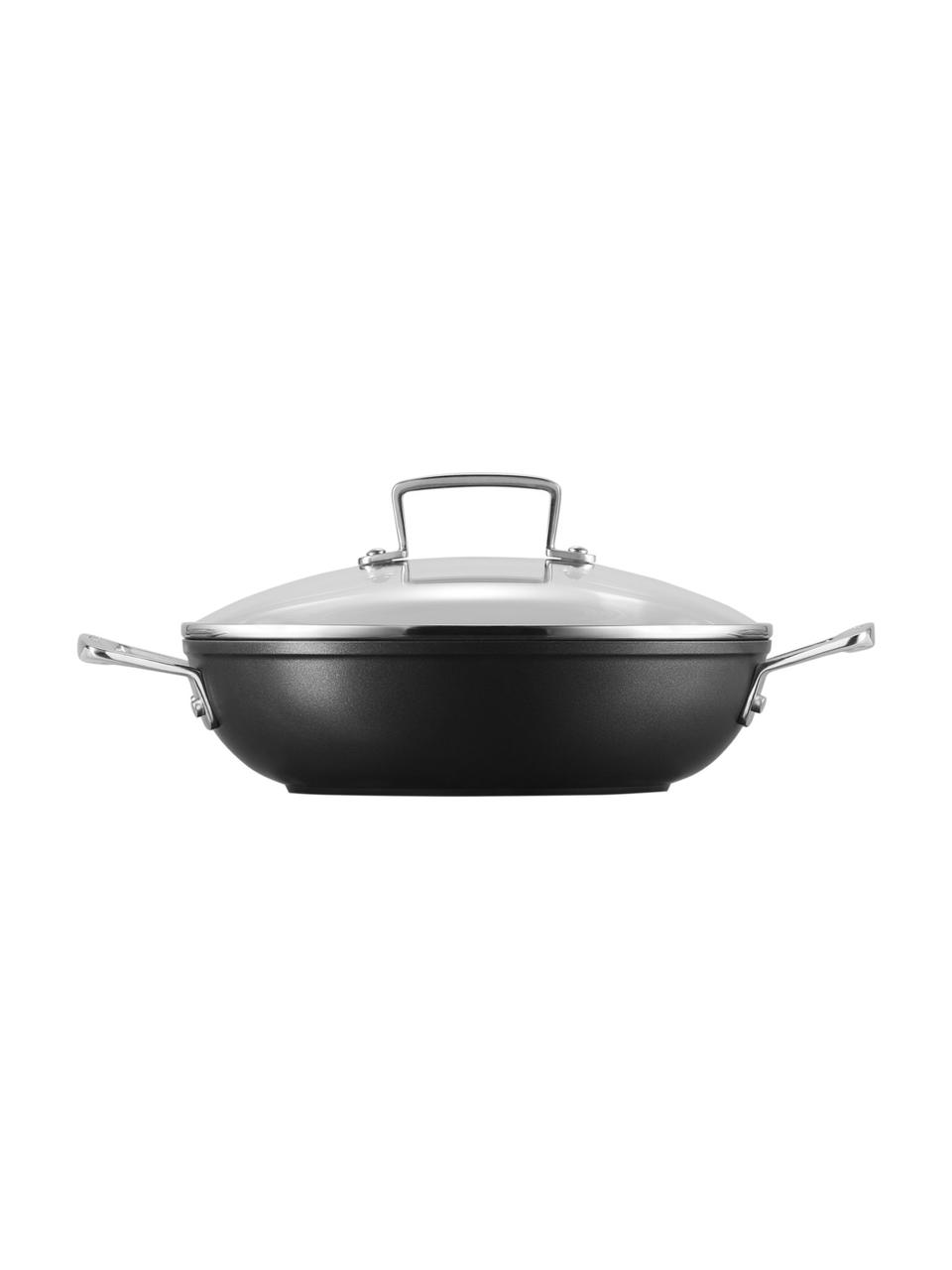Padella professionale con rivestimento antiaderente e coperchio in vetro James, Coperchio: vetro, Nero, Ø 24 x Alt. 14 cm