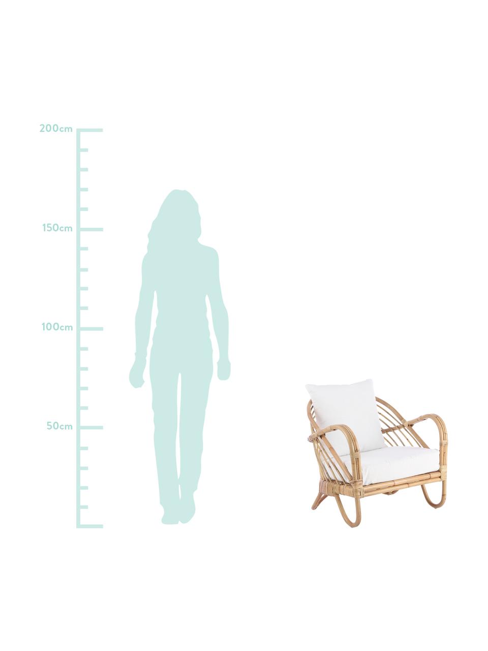 Poltroncina in rattan Rochester, Struttura: rattan, Rivestimento: poliestere, Rattan, bianco, Larg. 75 x Alt. 80 cm