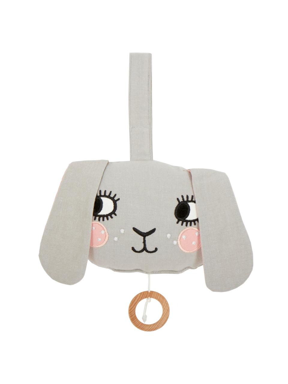 Handgefertigte Spieluhr  Bunny, Bezug: 100 % Baumwolle, Grau, B 16 x H 10 cm