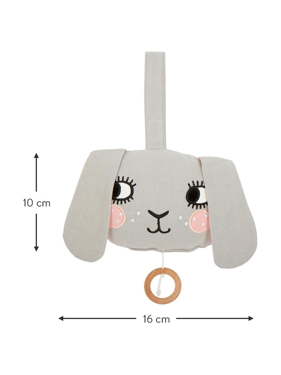 Ručně vyrobená hračka s hrací skříňkou Bunny, Šedá, Š 16 cm, V 10 cm