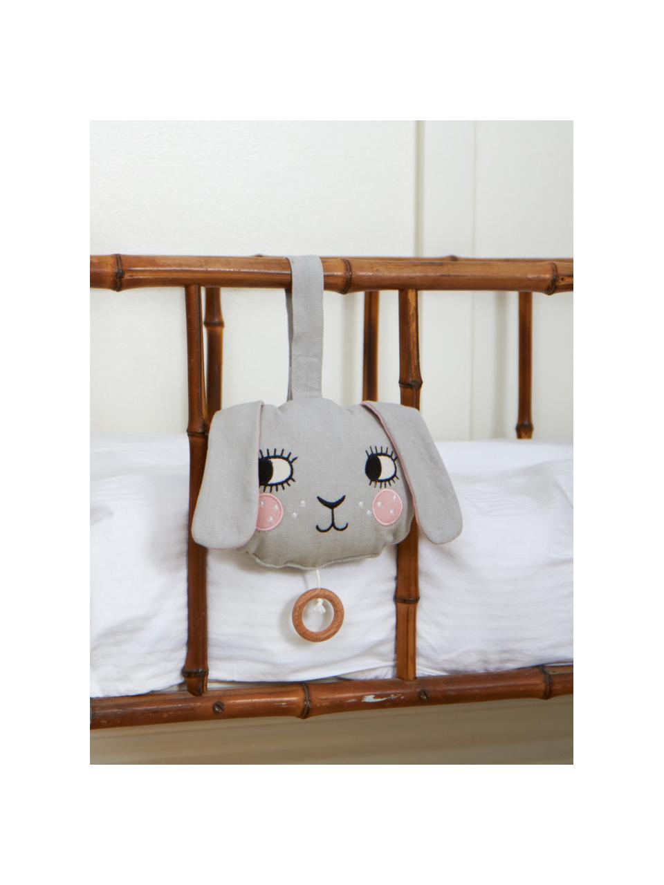 Ručne vyrobené hracie hodiny Bunny, Sivá, Š 16 x V 10 cm