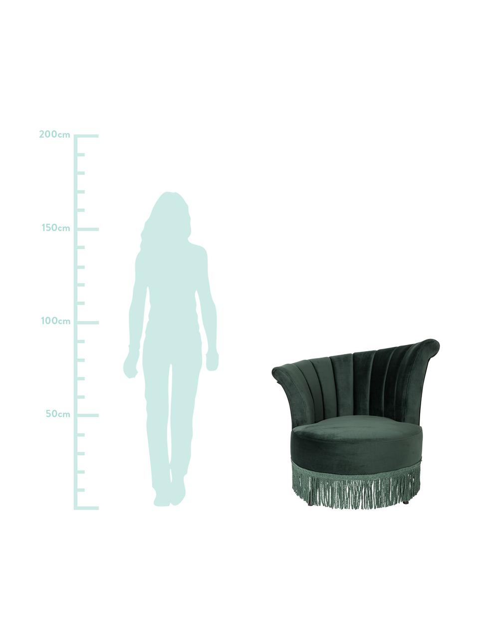 Fotel z aksamitu Flair, Tapicerka: poliester (aksamit), Nogi: drewno dębowe, Ciemny zielony, S 85 x G 95 cm