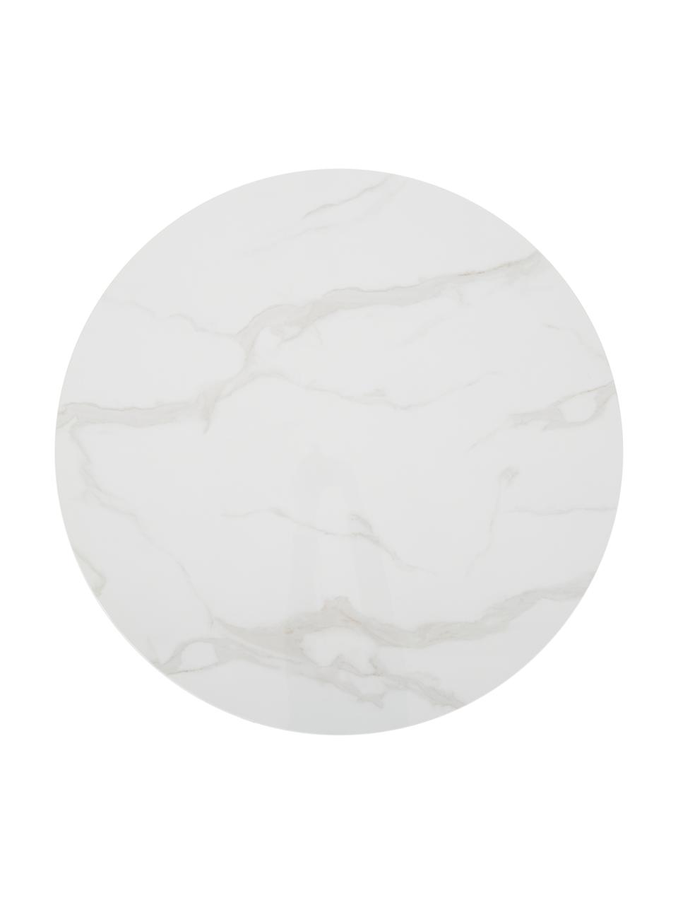 Okrągły stół do jadalni o wyglądzie marmuru Karla, Blat: płyta pilśniowa średniej , Biały z imitacją marmuru, Ø 90 x W 75 cm