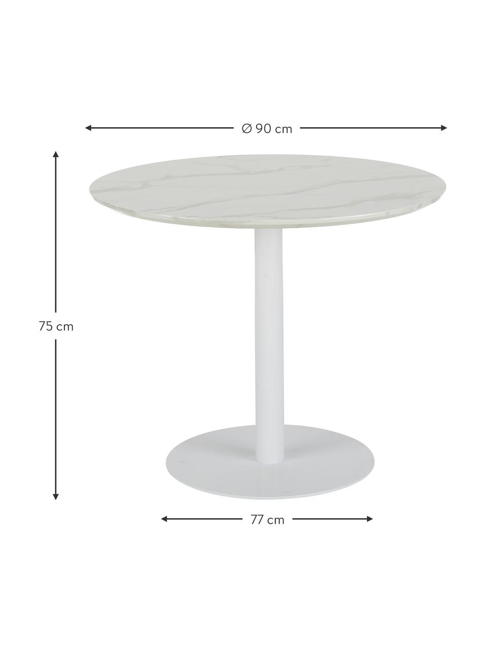 Table ronde aspect marbre Karla, Ø 90 cm, Blanc marbré, Ø 90 x haut. 75 cm