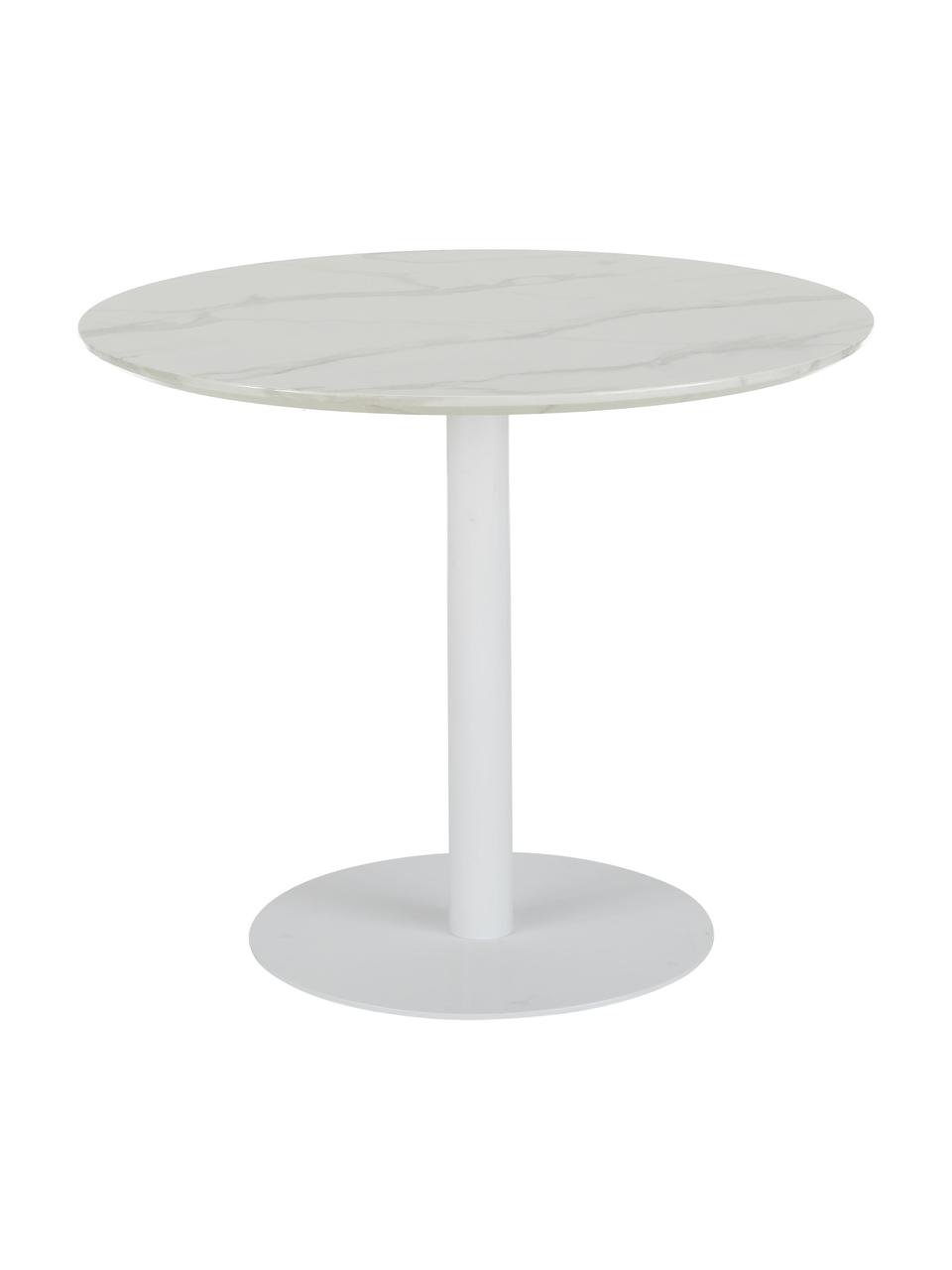 Okrągły stół do jadalni o wyglądzie marmuru Karla, Blat: płyta pilśniowa średniej , Biały, marmurowy, Ø 90 x W 75 cm