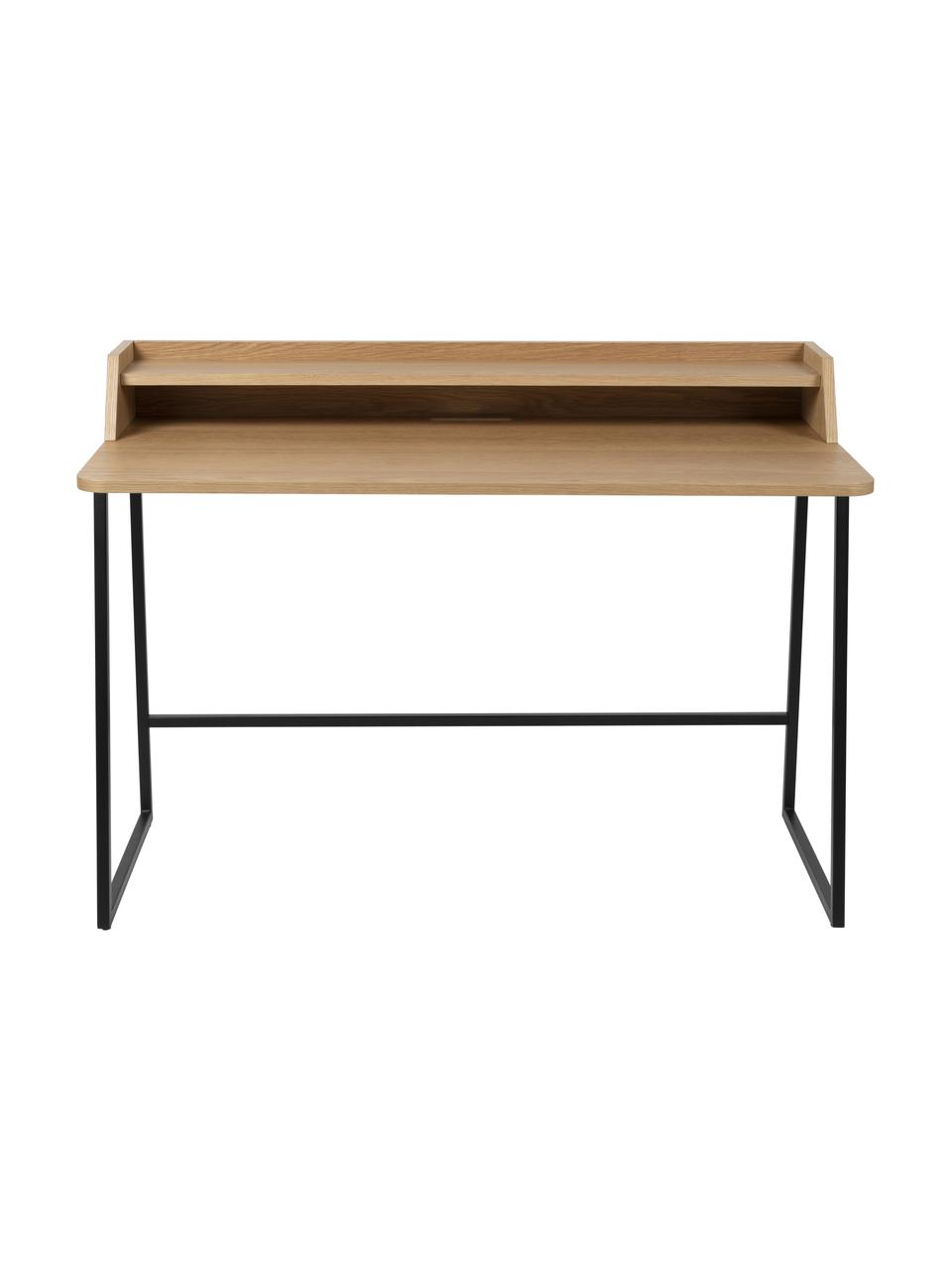 Schreibtisch Giorgio aus Holz und Metall, Gestell: Metall, pulverbeschichtet, Holz, Schwarz, B 120 x T 60 cm