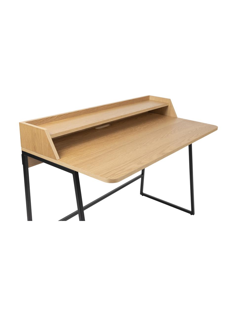 Scrivania in legno e metallo Giorgio, Struttura: metallo, verniciato a pol, Legno, nero, Larg. 120 x Prof. 60 cm