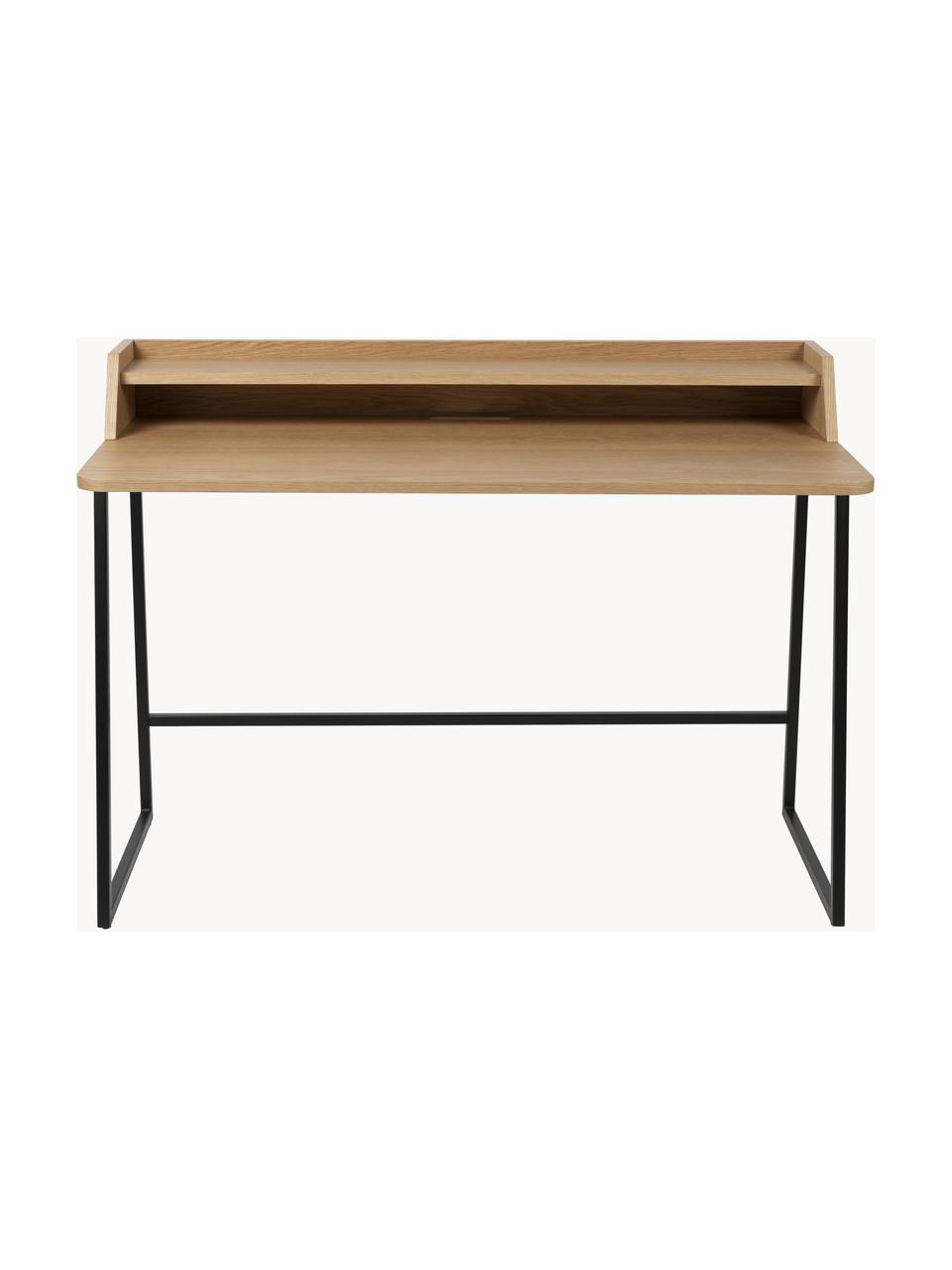 Bureau Giorgio van hout en metaal, Frame: gepoedercoat metaal, Hout, zwart, B 120 x D 60 cm