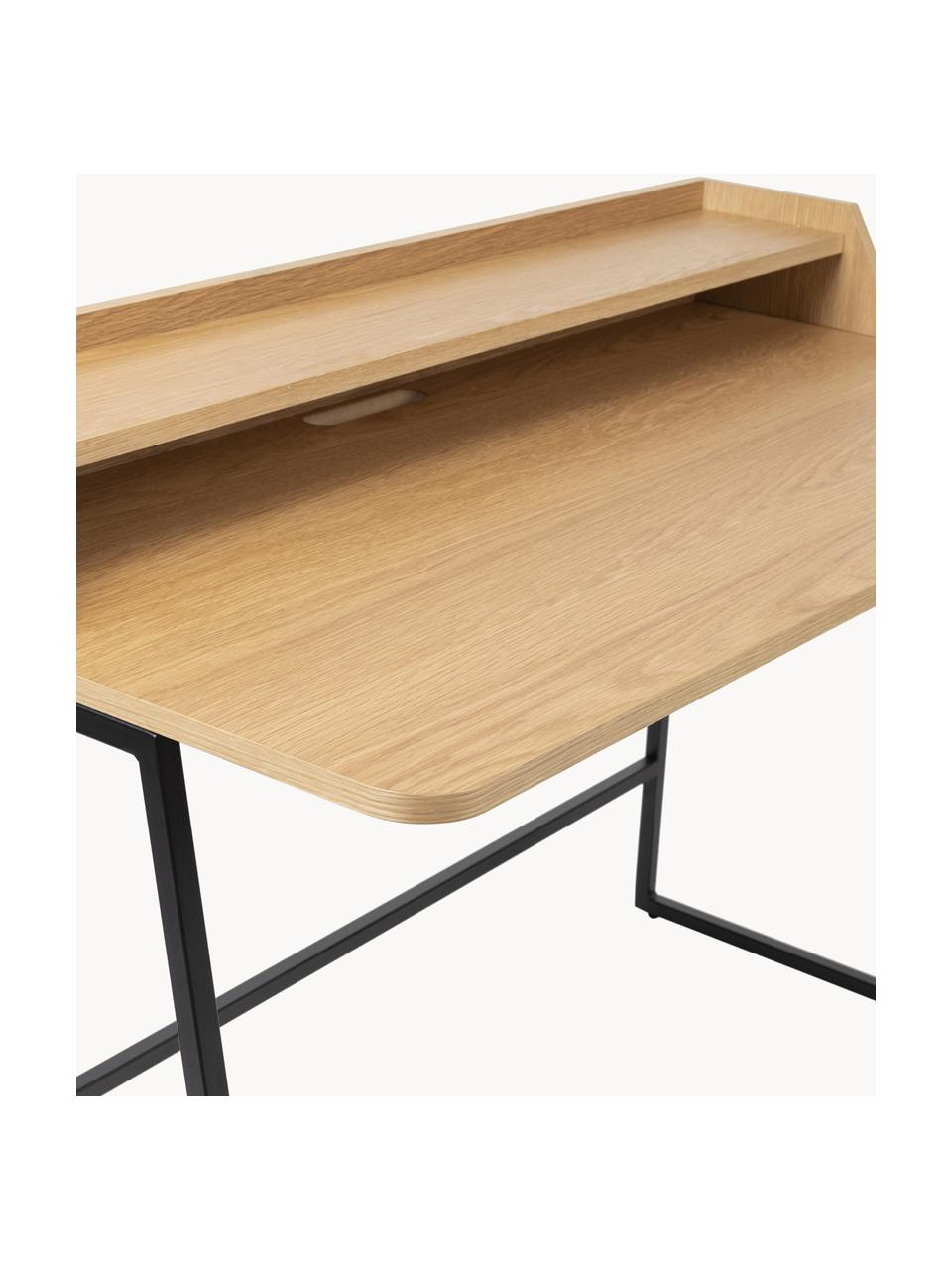 Bureau Giorgio van hout en metaal, Frame: gepoedercoat metaal, Hout, zwart, B 120 x D 60 cm