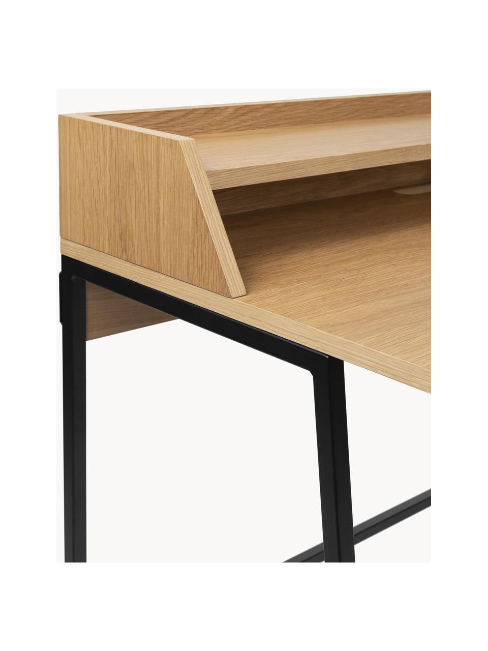 Schreibtisch Giorgio aus Holz und Metall, Gestell: Metall, pulverbeschichtet, Holz, Schwarz, B 120 x T 60 cm