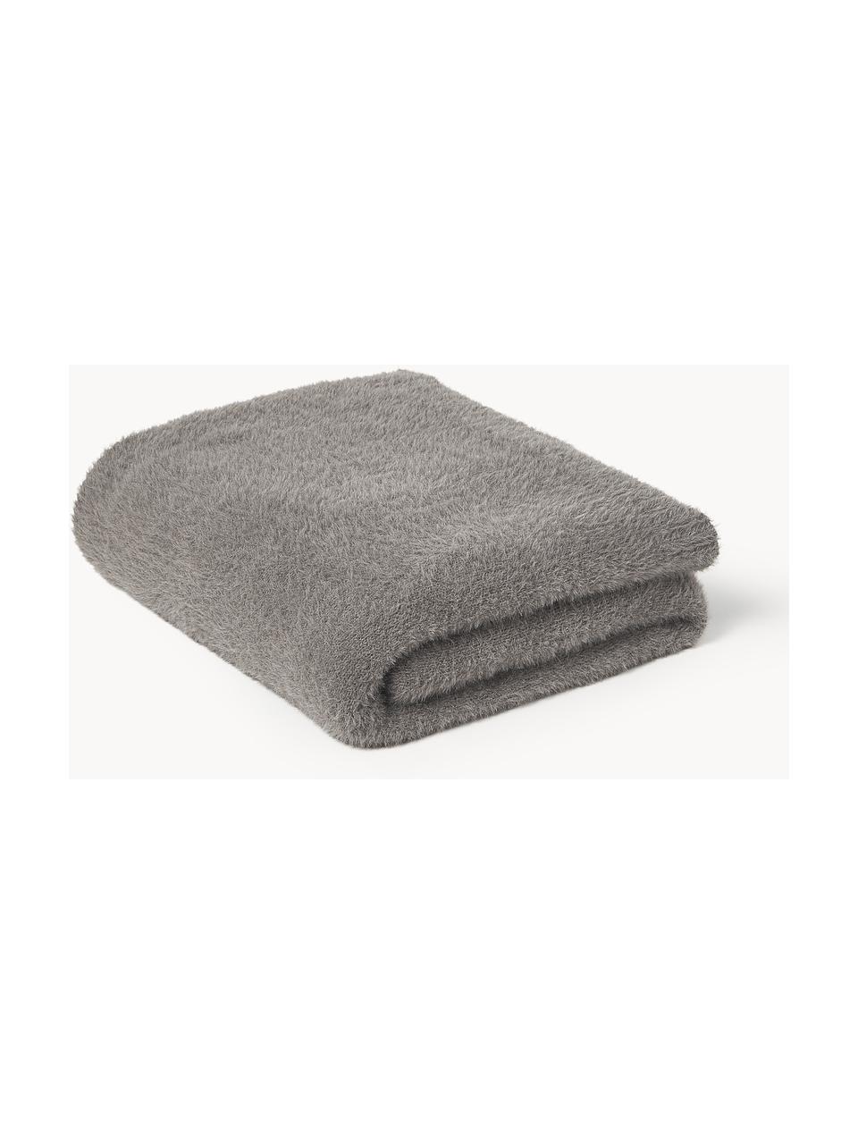 Coperta morbida Vanja, 100% nylon, Grigio scuro, Larg. 130 x Lung. 170 cm