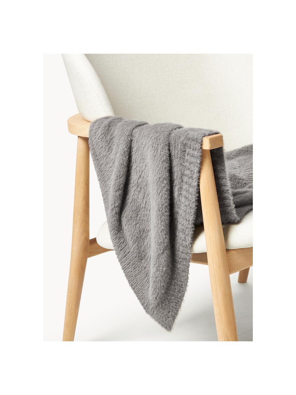 Coperta morbida Vanja, 100% nylon, Grigio scuro, Larg. 130 x Lung. 170 cm