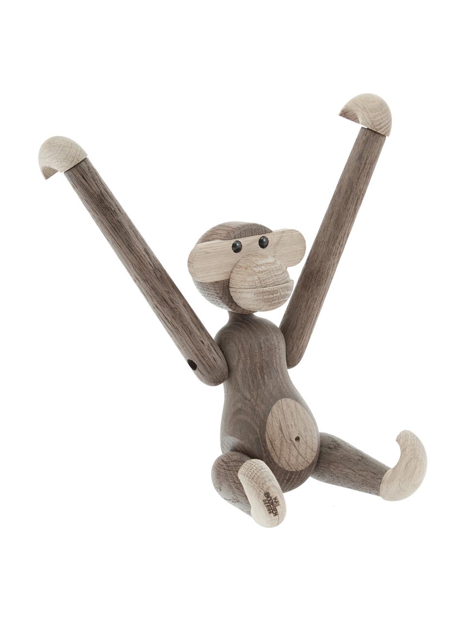 Figura decorativa de diseño Monkey, Madera de roble barnizada, Roble, An 20 x Al 19 cm