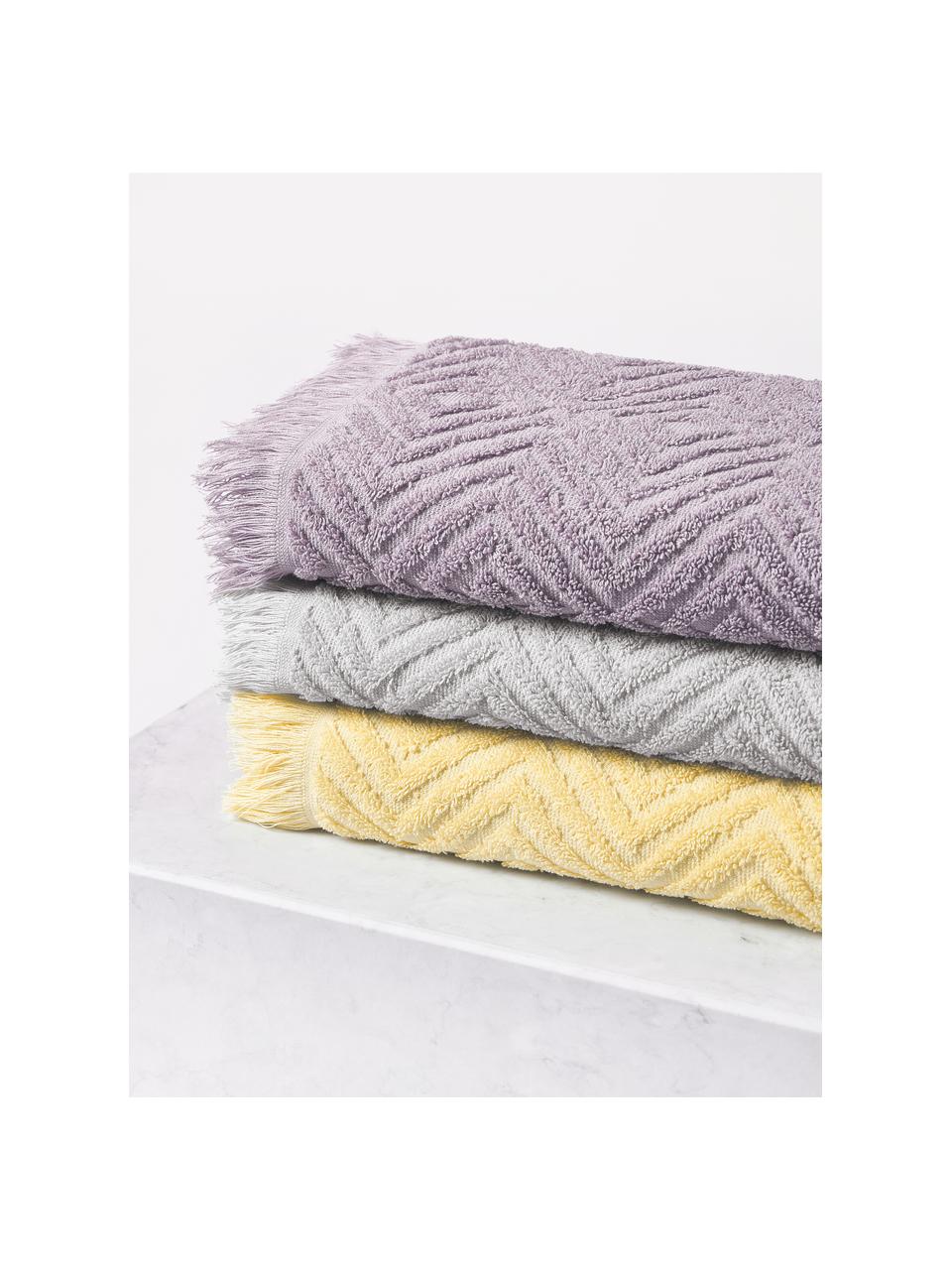 Asciugamano in varie misure con motivo in rilievo Jacqui, Grigio chiaro, Asciugamano, Larg. 50 x Lung. 100 cm, 2 pz