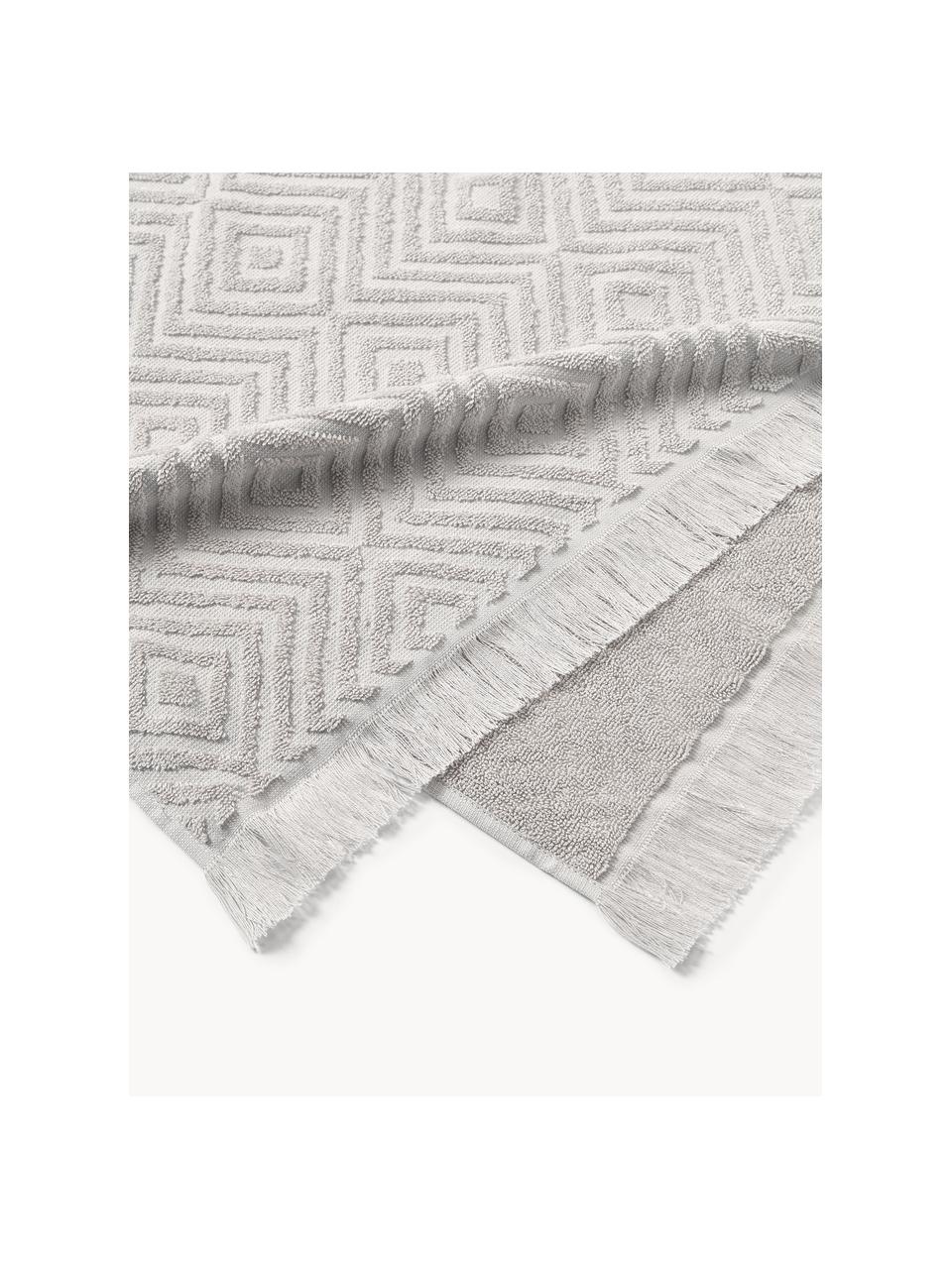 Handdoek Jacqui in verschillende formaten, met hoog-laag patroon, Lichtgrijs, Handdoek, B 50 x L 100 cm, 2 stuks