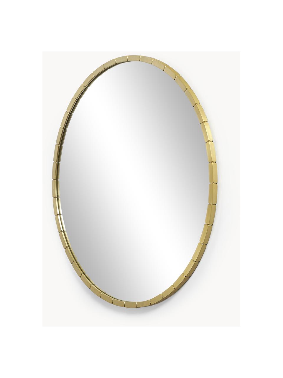 Espejo de pared redondo Alaia, Espejo: cristal, Parte trasera: tablero de fibras de dens, Dorado, Ø 82 cm