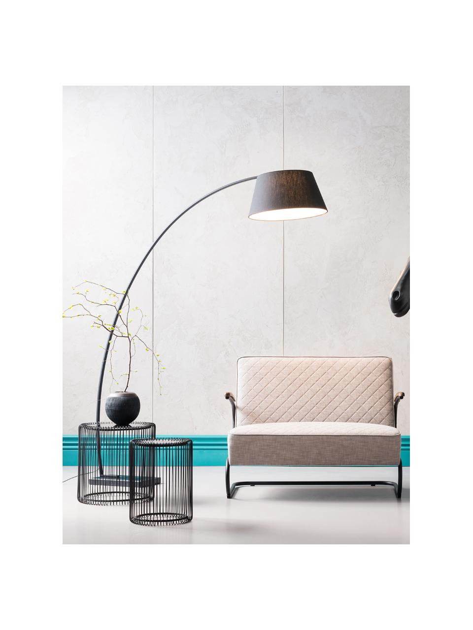 Table d'appoint avec plateau en verre Wire, 2 élém., Noir, Lot de différentes tailles