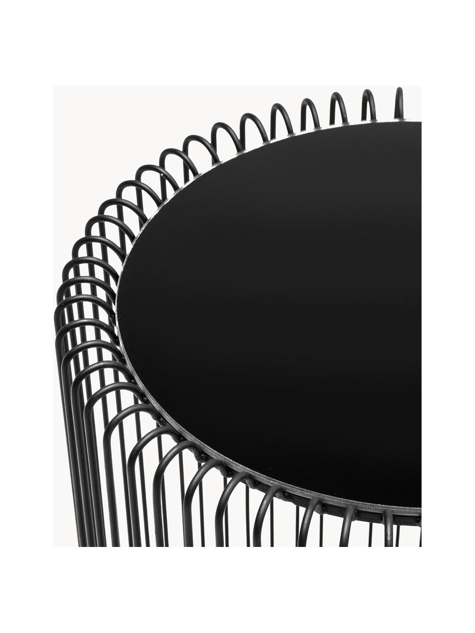 Súprava kovových pomocných stolíkov Wire, 2 diely, čierna, zrkadlové sklo tónovaná čierna, Súprava s rôznymi veľkosťami
