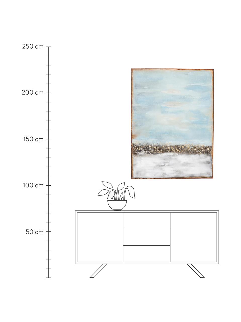 Quadro dipinto a mano Abstract Horizon, Immagine: vernice acrilica, Blu, multicolore, Larg. 90 x Alt. 120 cm