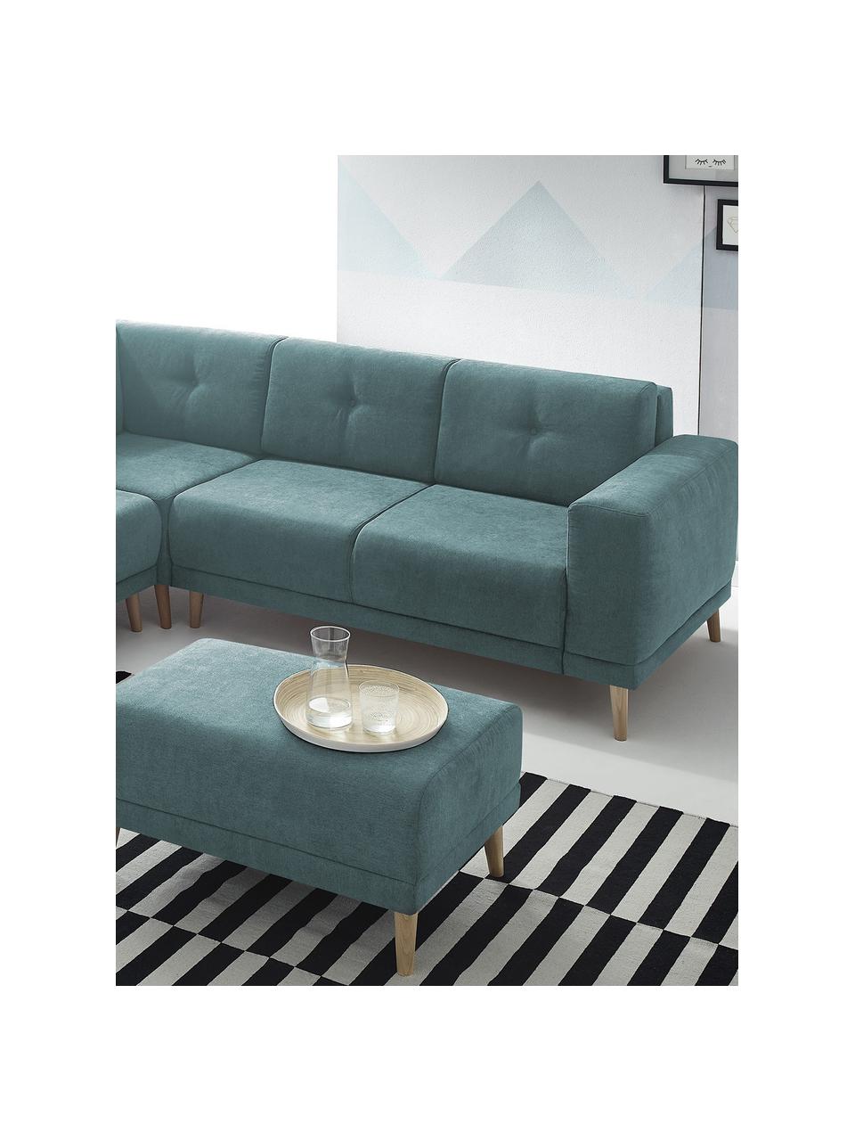 Sofa narożna z funkcją spania Luna, Tapicerka: 100% aksamit poliestrowy, Nogi: metal lakierowany, Niebieski, S 260 x G 260 cm