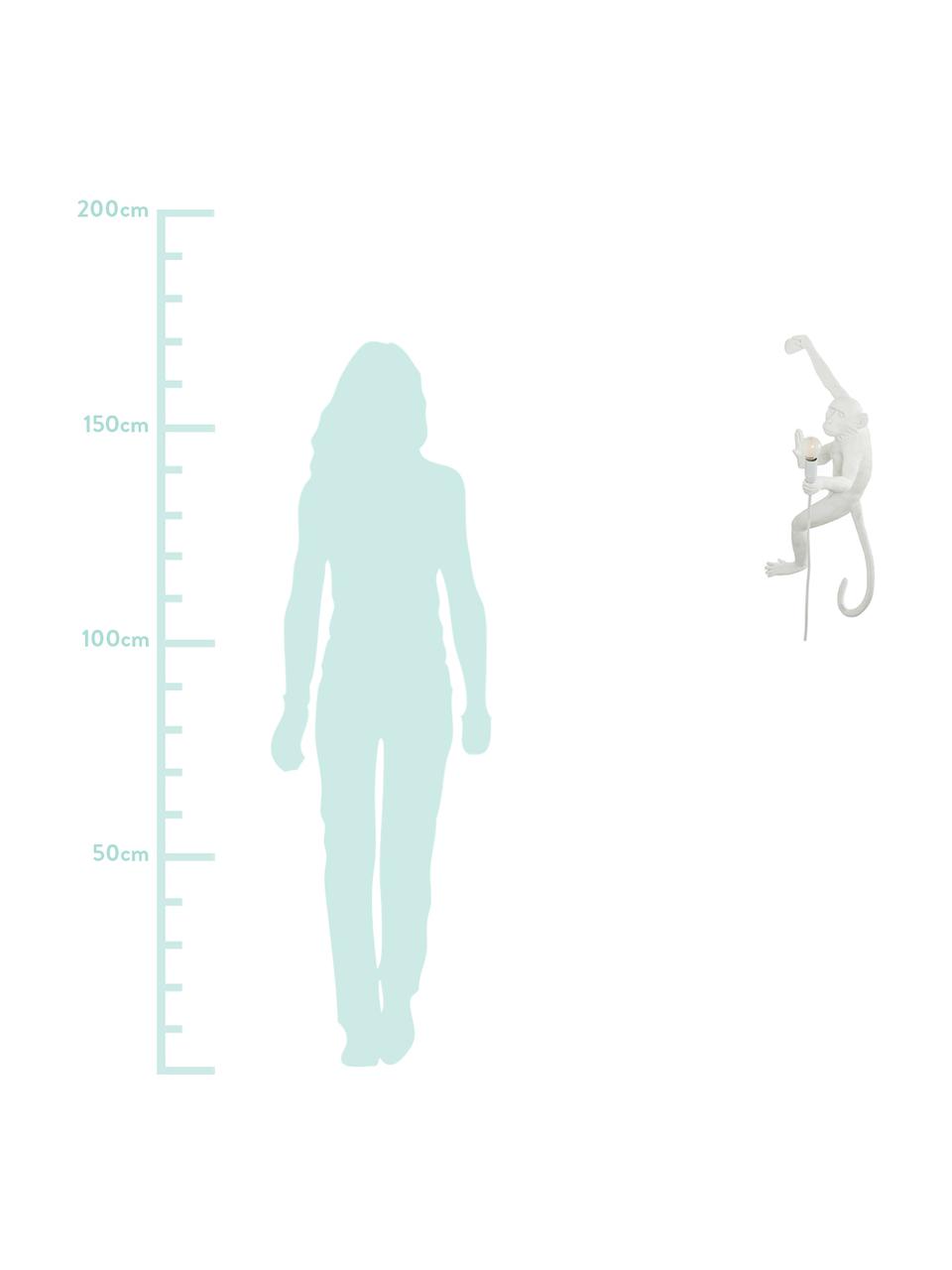 Aplique The Monkey, con enchufe, Poliresina, Blanco, An 21 x Al 77 cm