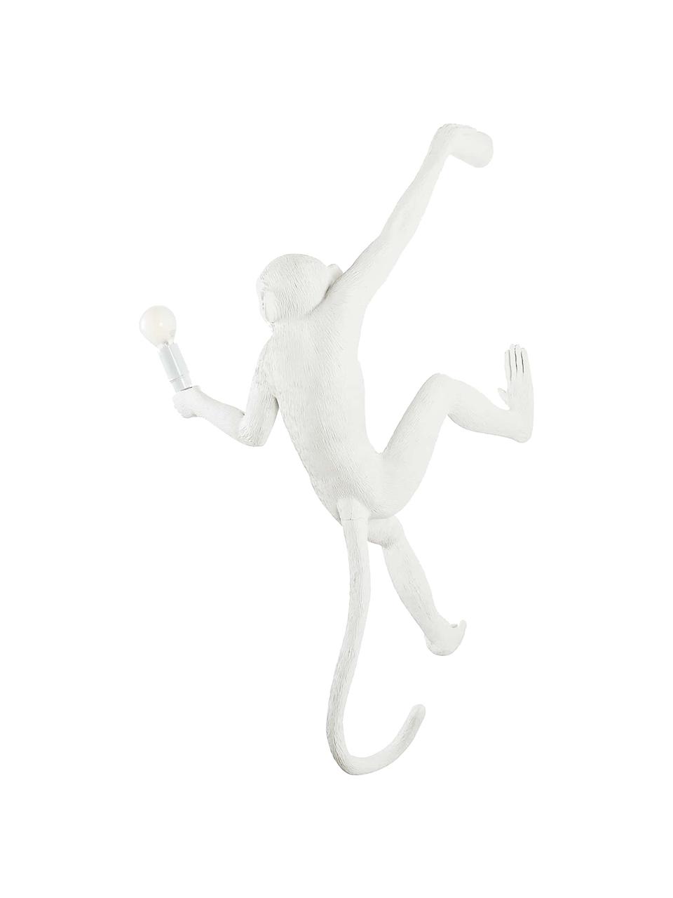 Wandlamp The Monkey met stekker, Polyresin, Wit, 21 x 77 cm