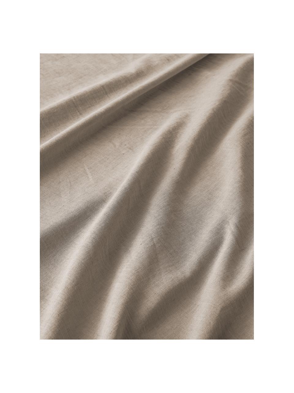 Housse de couette jacquard en coton et lin Amita, Taupe, larg. 200 x long. 200 cm