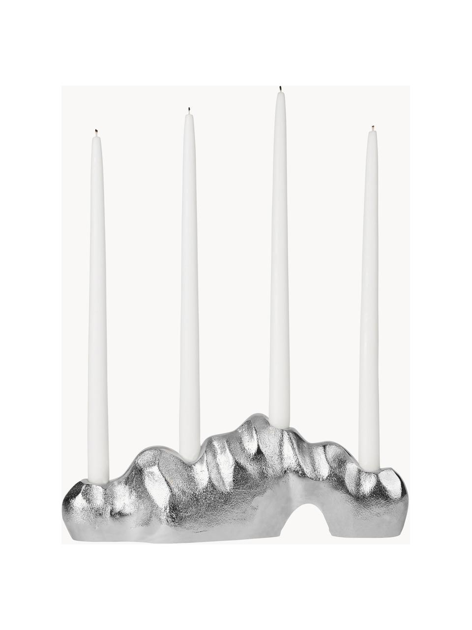 Candelabro Lumos, Alluminio rivestito, Argentato con finitura metallica, Larg. 36 x Alt. 12 cm