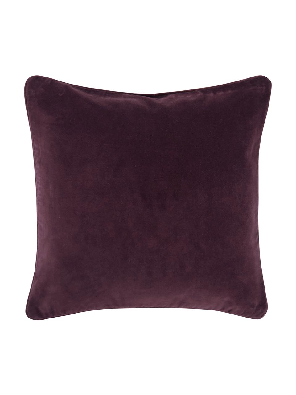 Housse de coussin velours aubergine Dana, Aubergine