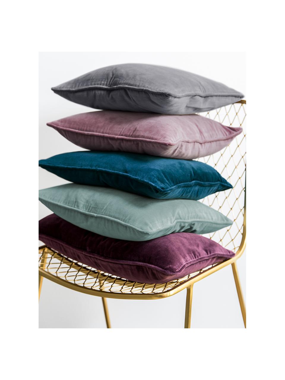 Housse de coussin velours aubergine Dana, Aubergine