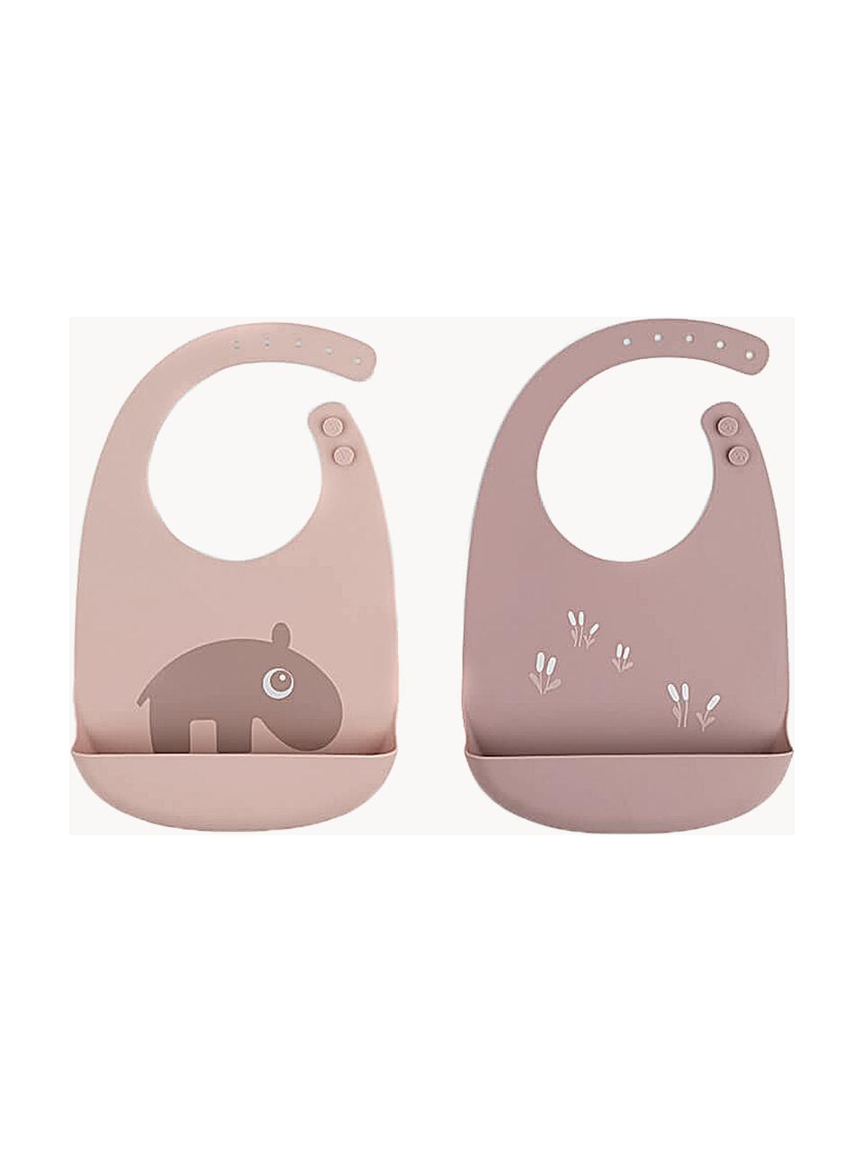 Set 2 bavaglii in silicone Ozzo, 100% silicone, Rosa chiaro, malva, Larg. 19 x Alt. 27 cm