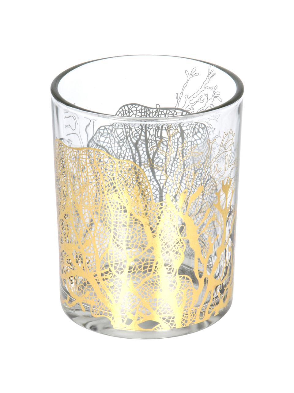 Waxinelichthouder Jules, Glas, Transparant, goudkleurig, Ø 10 x H 13 cm