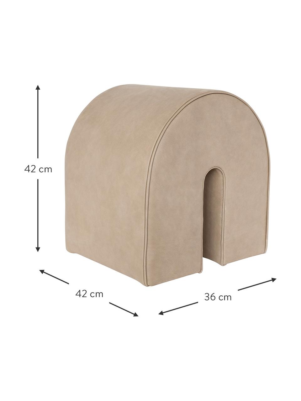 Gestoffeerde kruk Curved van nubuckleer, Bekleding: nubuckleer, Leer lichtbruin, B 36 x H 42 cm