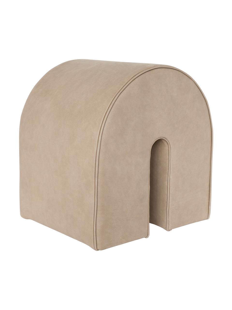 Sgabello imbottito in pelle nabuk Curved, Rivestimento: pelle nabuk, Pelle marrone chiaro, Larg. 36 x Alt. 42 cm