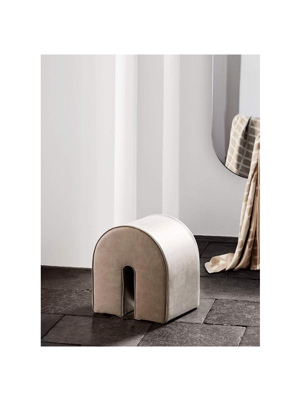 Puf de piel Curved, Tapizado: cuero nobuck, Cuero beige, An 36 x Al 42 cm