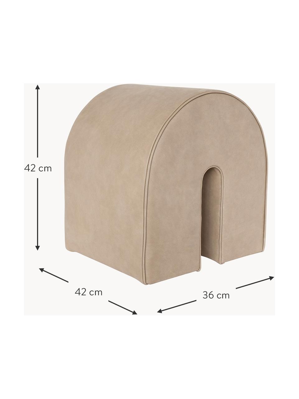 Polsterhocker Curved aus Nubukleder, Nubukleder, Leder Beige, B 36 x H 42 cm