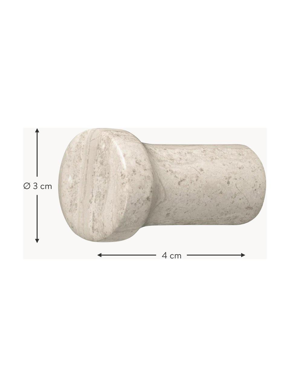 Ganci da parete in marmo Lamura 2 pz, Marmo, Beige chiaro marmorizzato, Larg. 3 x Prof. 4 cm