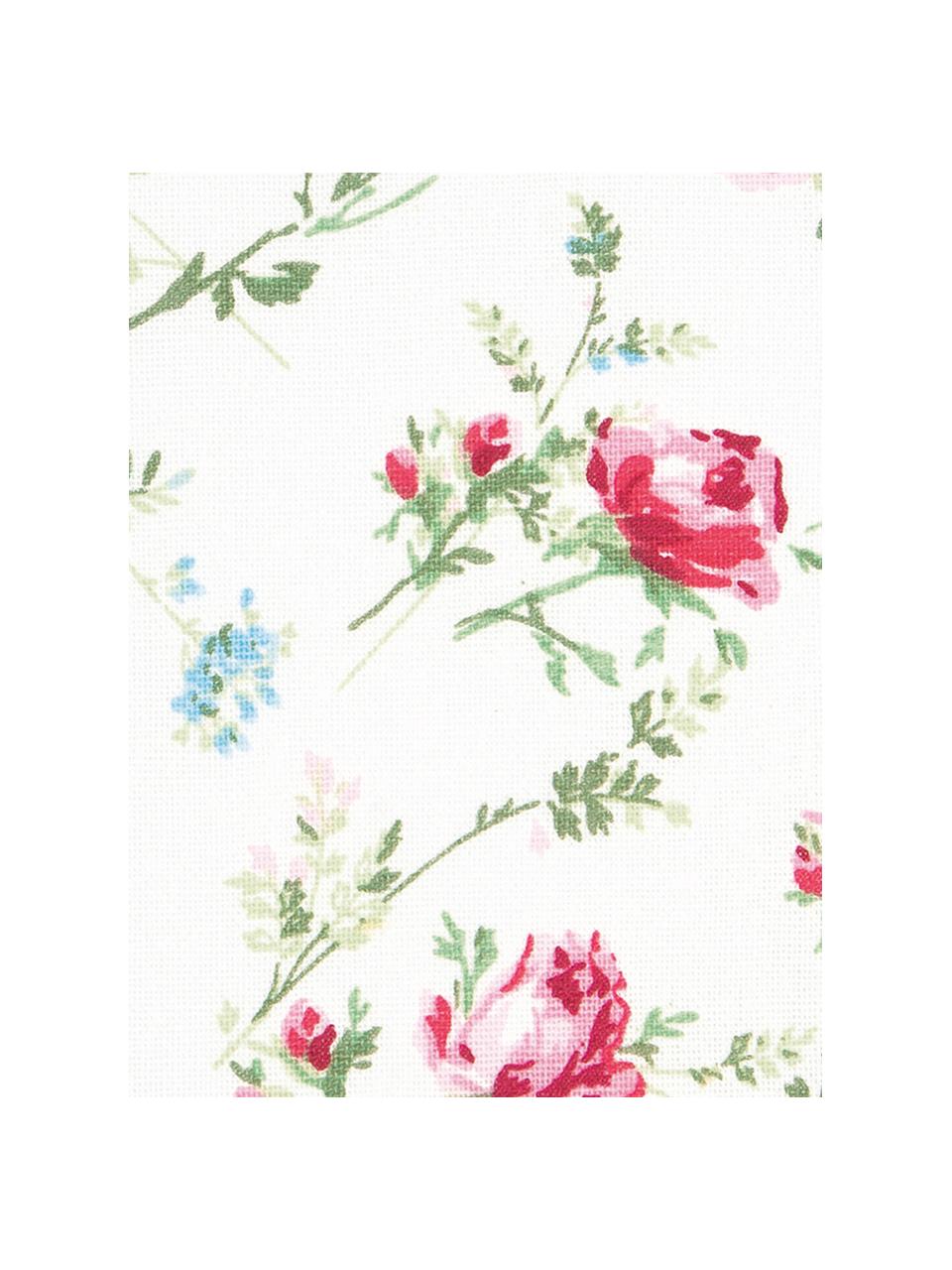 Serviettes de table en coton imprimé roses Constance, 2 pièces, Blanc, multicolore