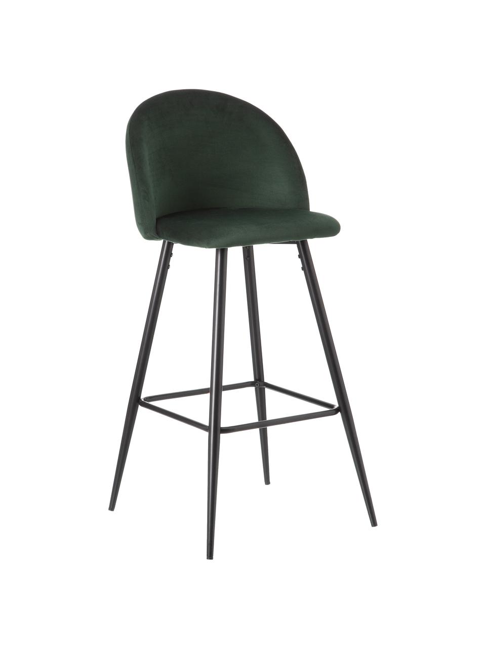 Sedia da bar Maxine, Rivestimento: 100% poliestere, Gambe: metallo rivestito, Verde scuro, nero, Larg. 48 x Alt. 102 cm