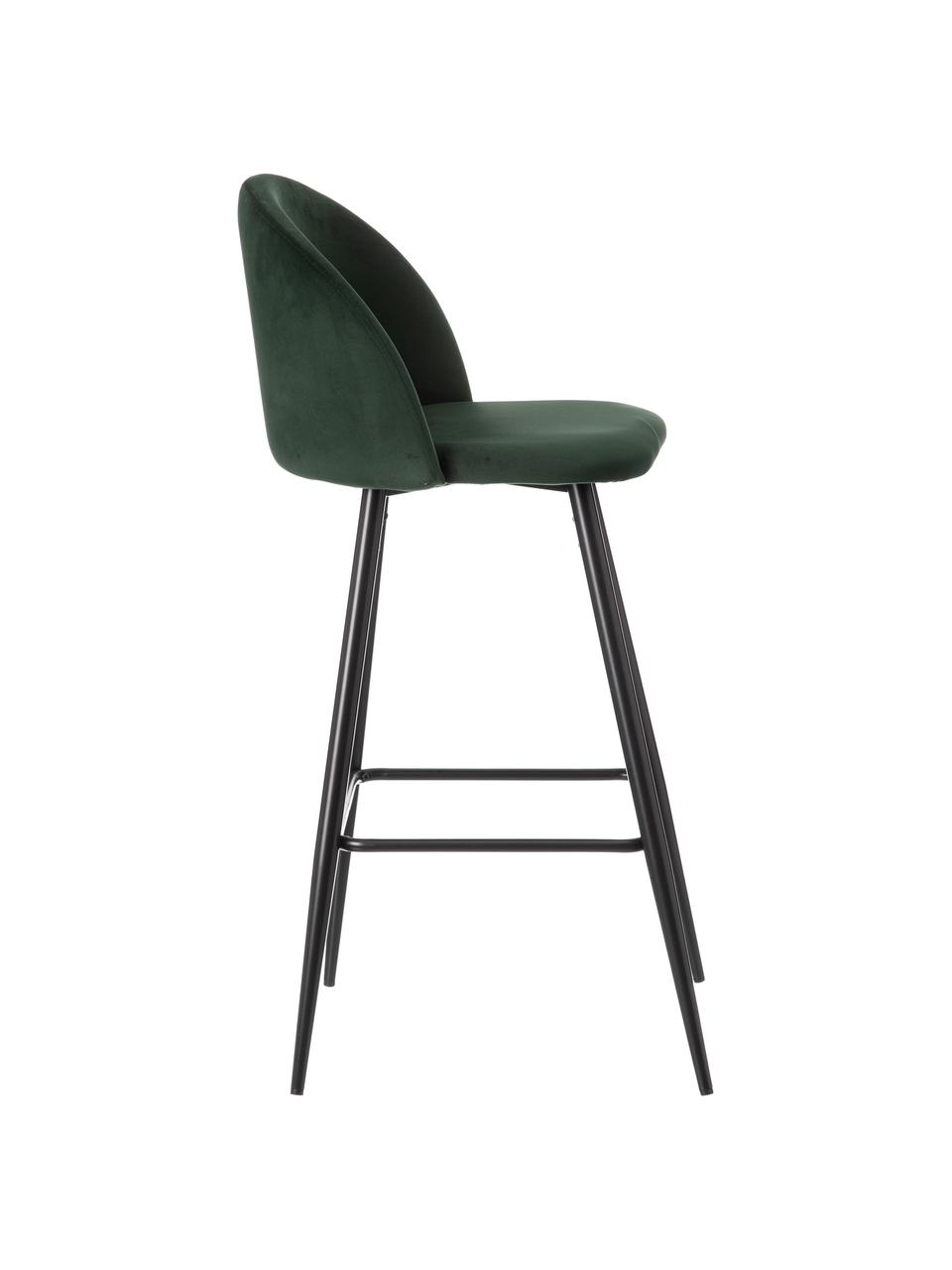 Sedia da bar Maxine, Rivestimento: 100% poliestere, Gambe: metallo rivestito, Verde scuro, nero, Larg. 48 x Alt. 102 cm