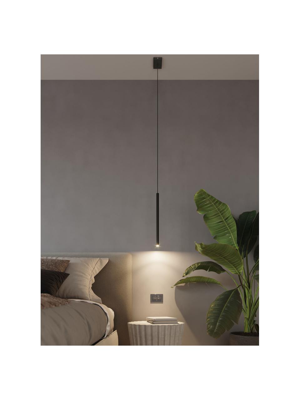 Handgemaakte hanglamp Fideus, Zwart, Ø 2 x H 50 cm